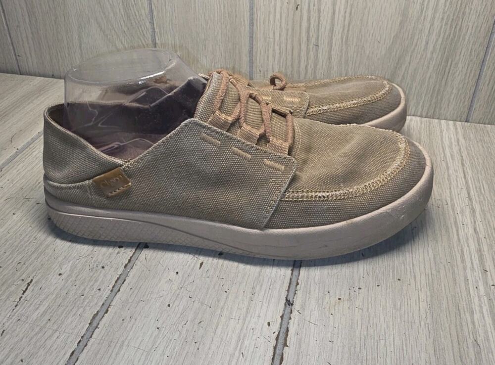 Chaco Ojai 3-Eye Shoes Tan Canvas Womens 8.5 Slip On Casual Sneaker Mule Summer